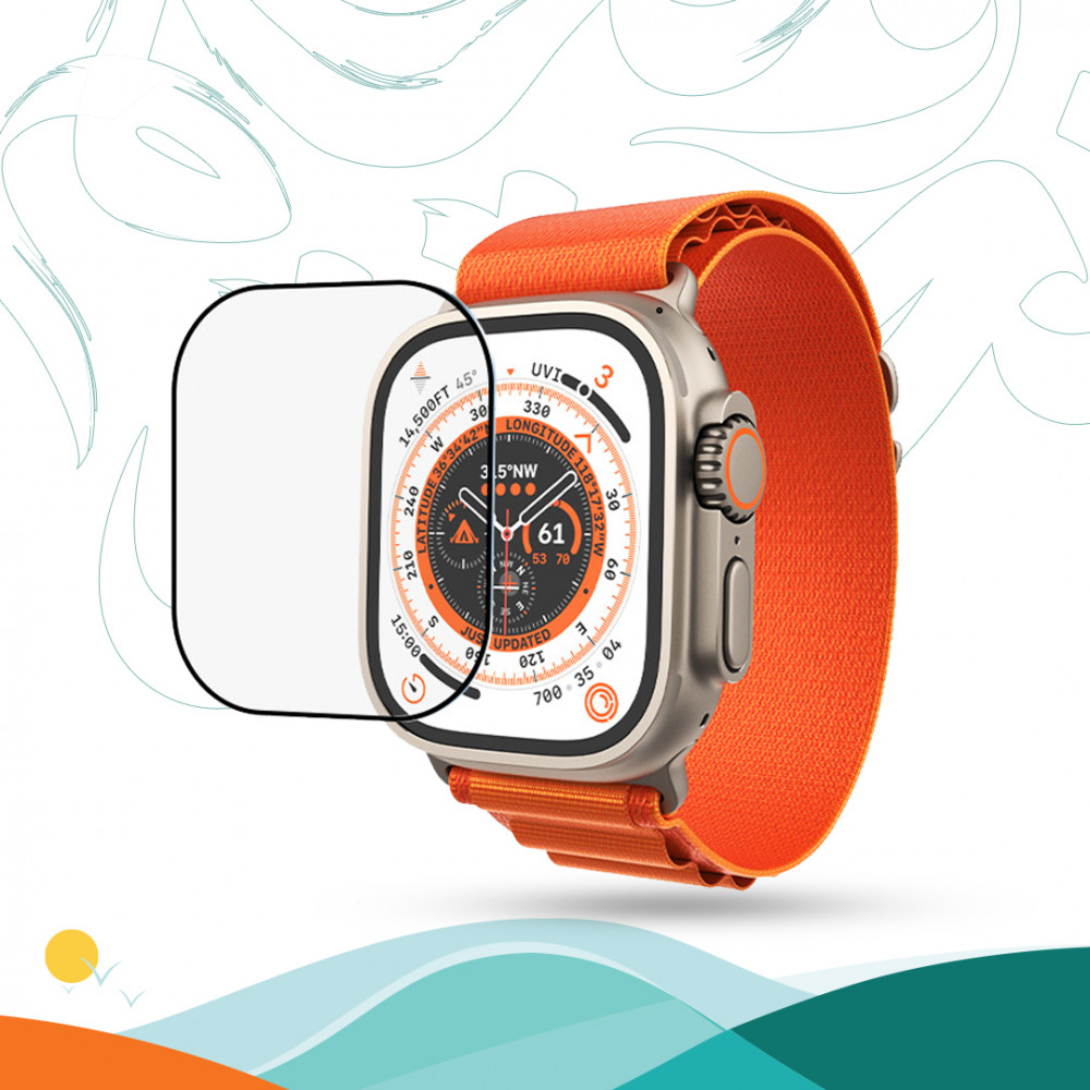 حماية شاشة iwin بميزة التركيب الذاتي لساعة ابل الترا 49 ملم - شفاف